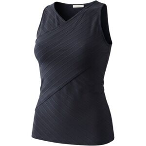 BOSS Hugo Boss Sleeveless Wool Knit Top Navy Blue Medium Asymmetrical